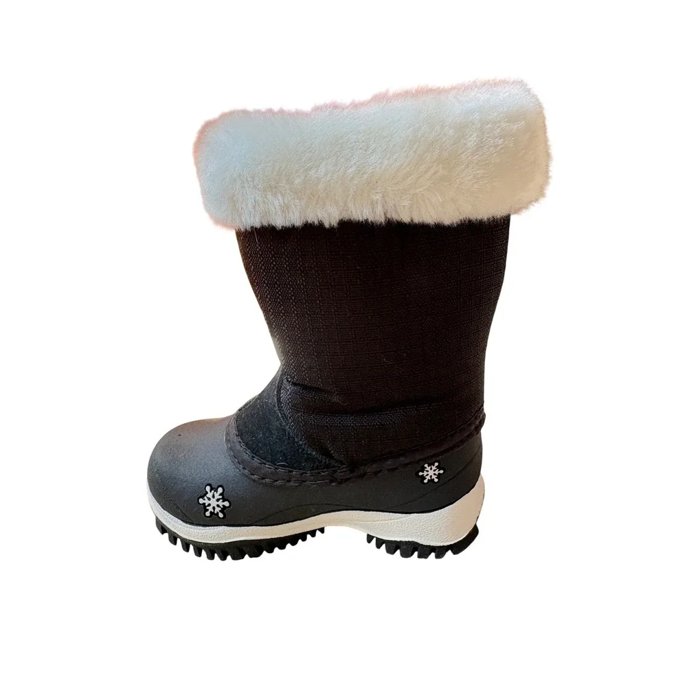 Baffin Switzerland Kids Snow Boots Black Faux Fur Snowflake Size 5 NWT‎